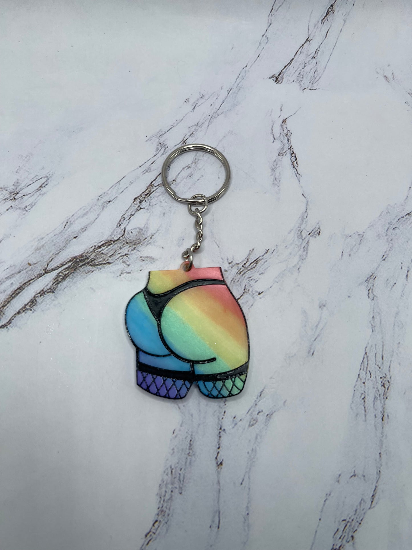 Pride Flag Sexy Booty Keychain