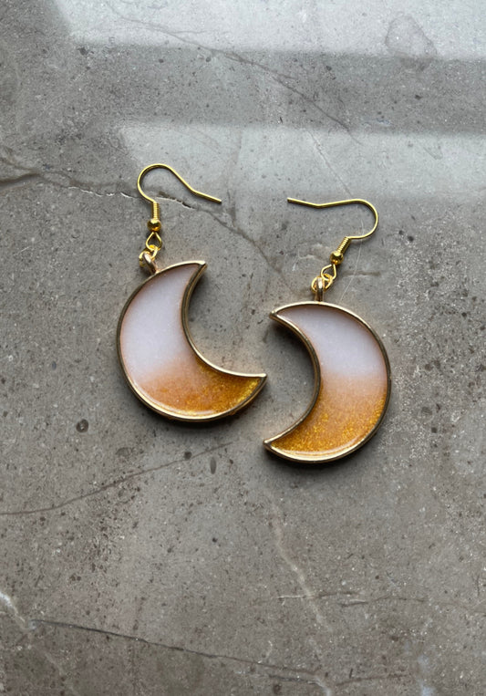 Two Tone Moon Earrings