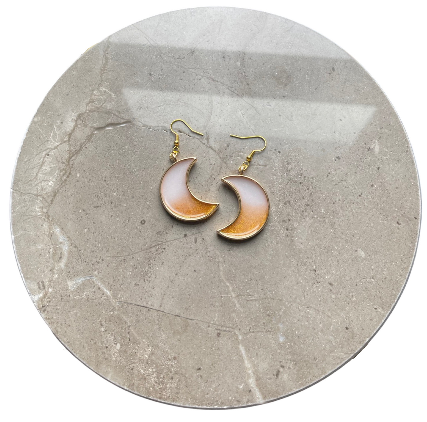 Two Tone Moon Earrings