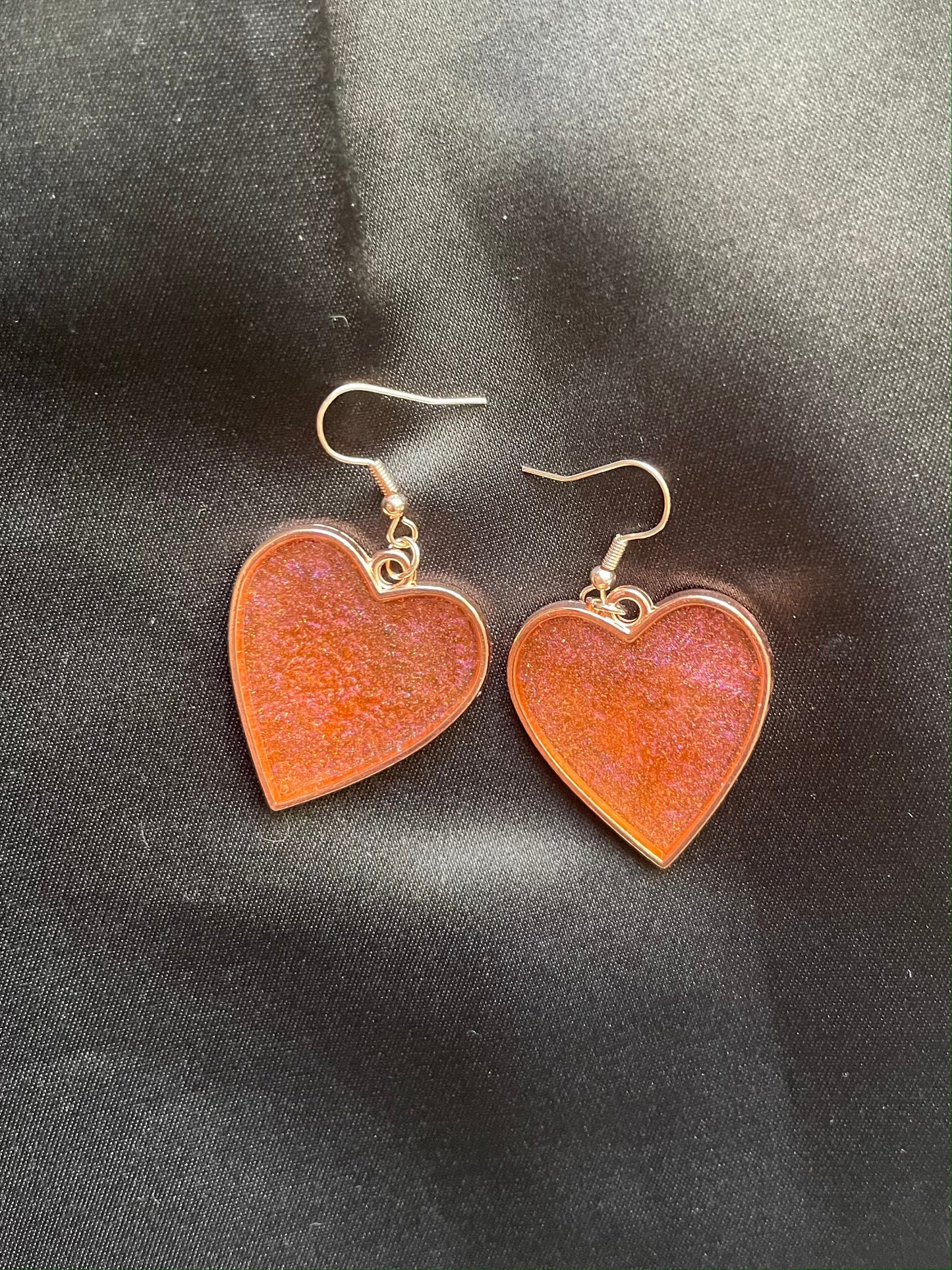 Custom Rose Gold Heart Resin Earrings