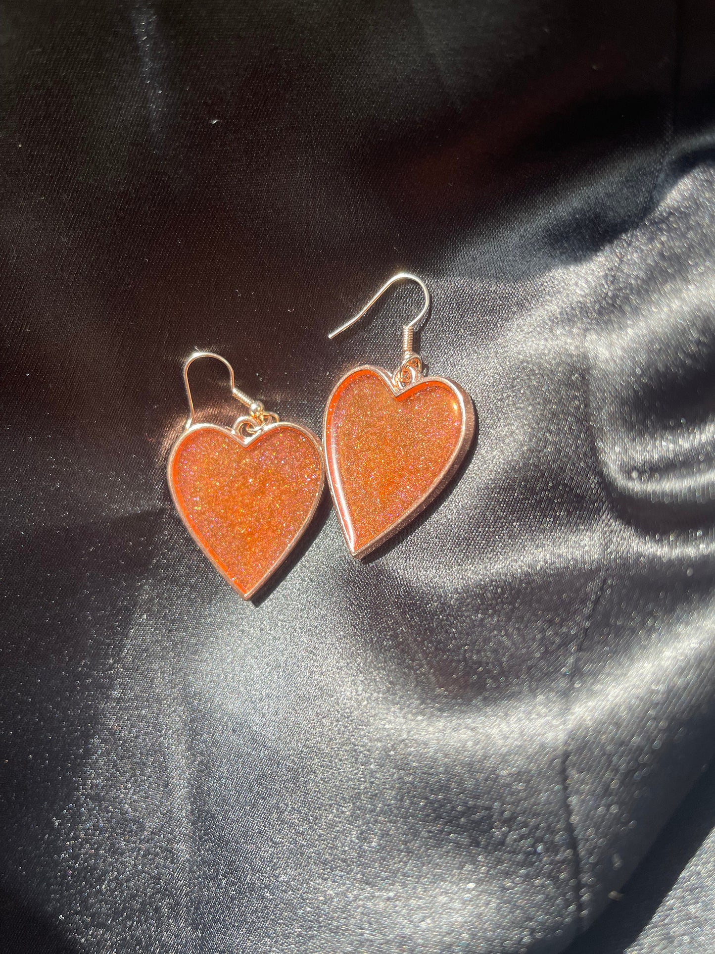 Custom Rose Gold Heart Resin Earrings