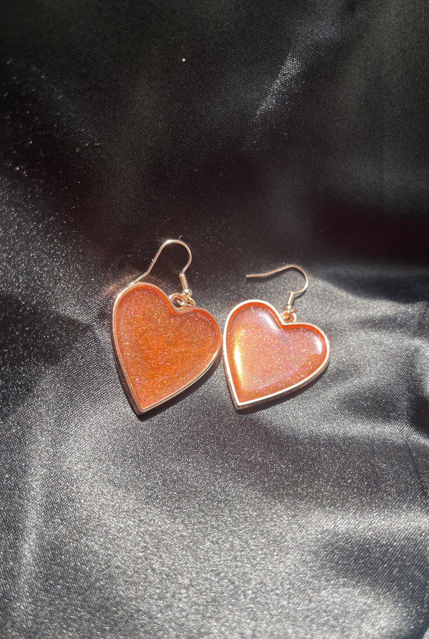 Custom Rose Gold Heart Resin Earrings