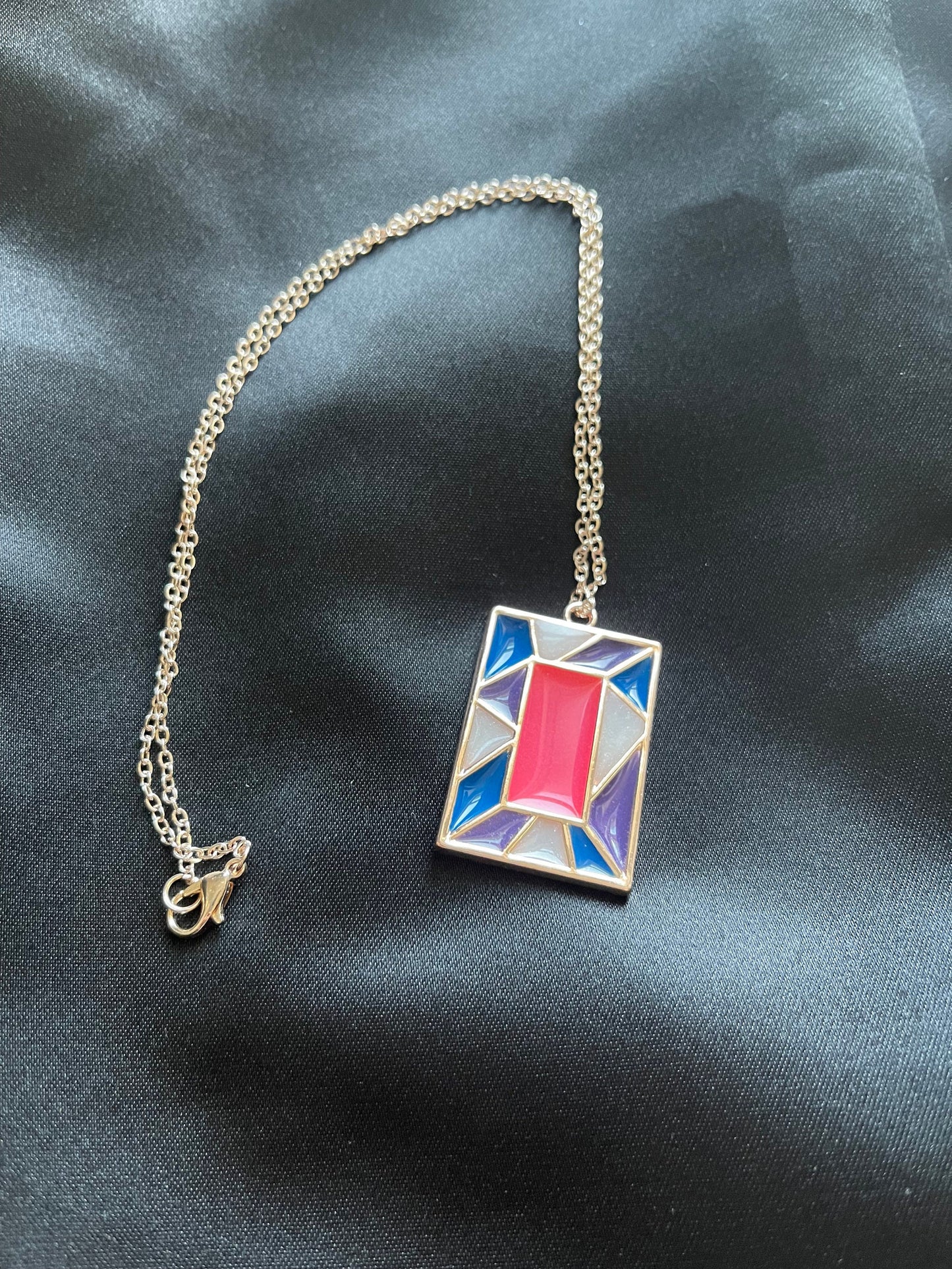 Custom "Stained Glass" Resin Rose Gold Necklace - Glow in the Dark