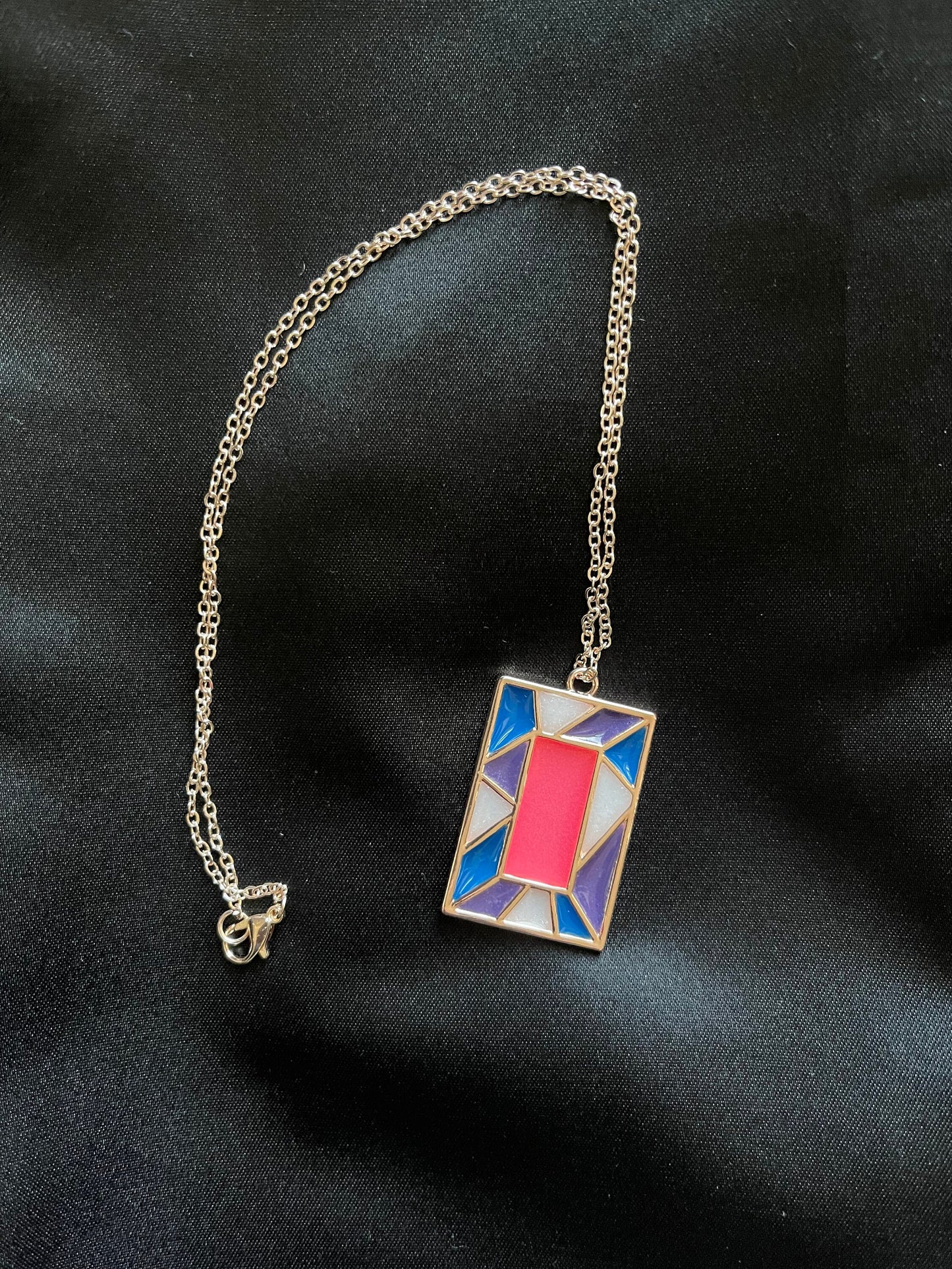 Custom "Stained Glass" Resin Rose Gold Necklace - Glow in the Dark