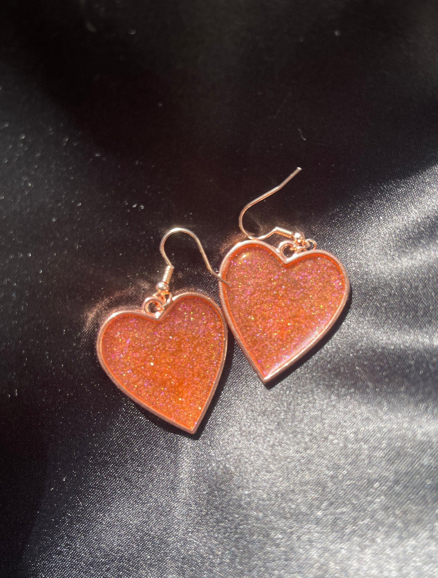 Custom Rose Gold Heart Resin Earrings