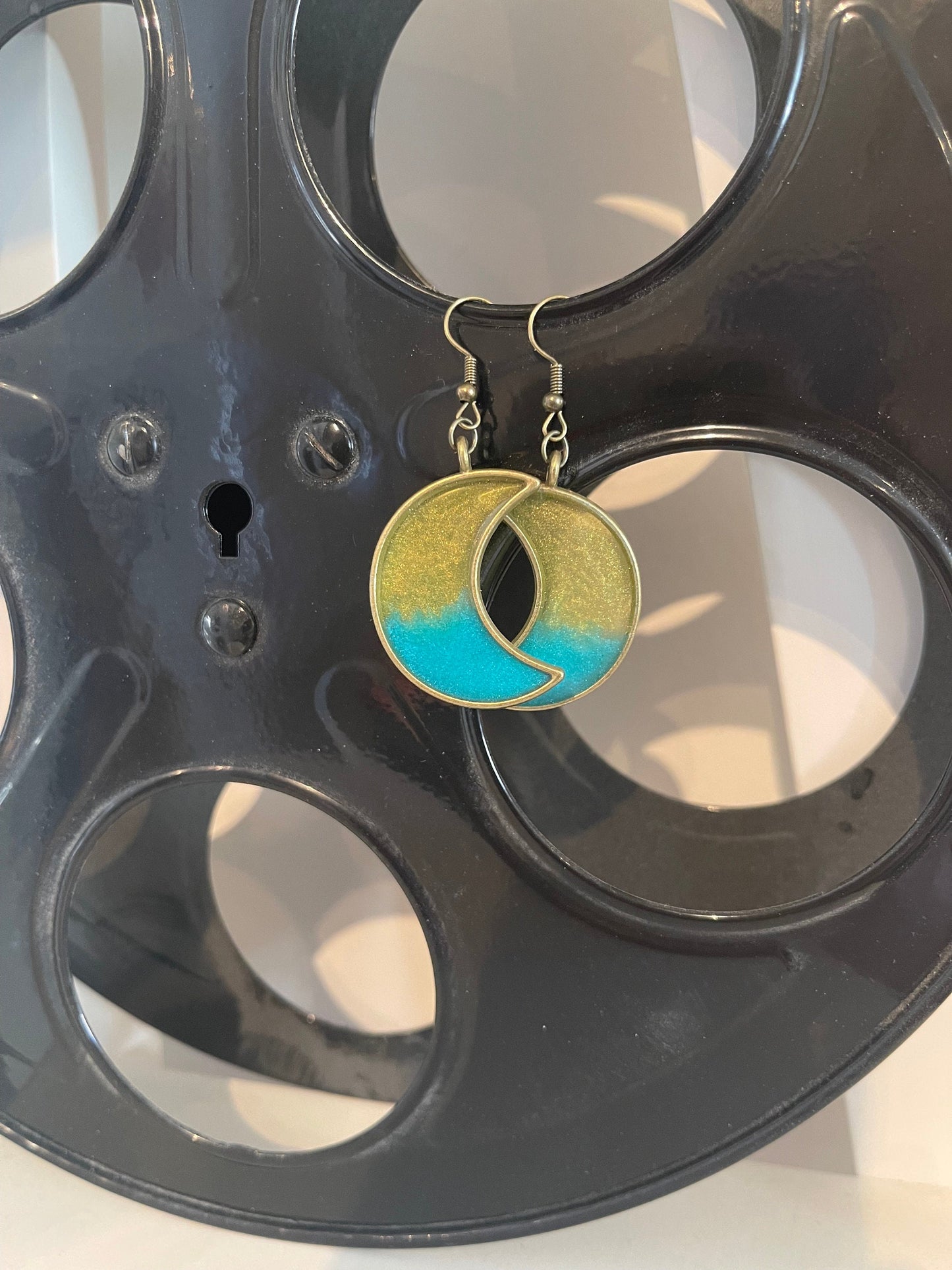 Custom Two-Tone Resin Moon Earrings