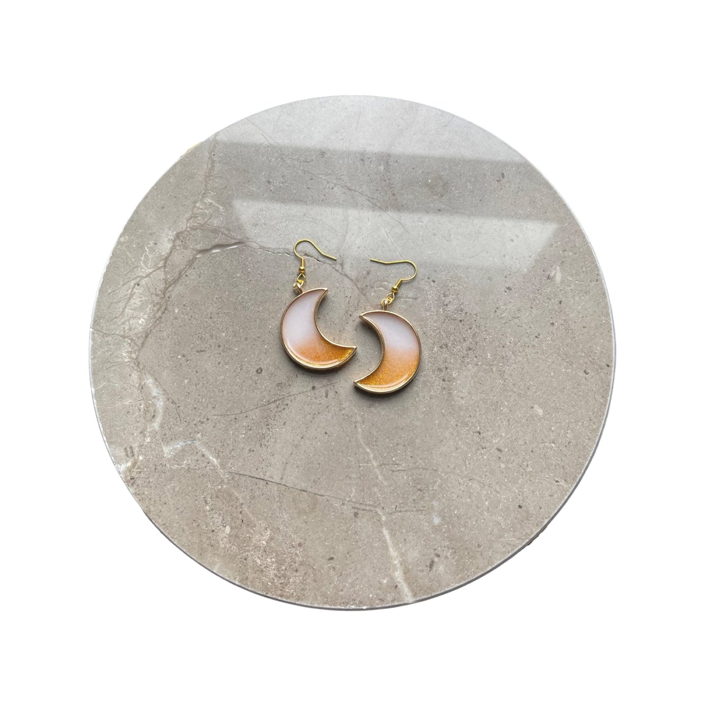 Two Tone Resin Moon Earrings - Custom