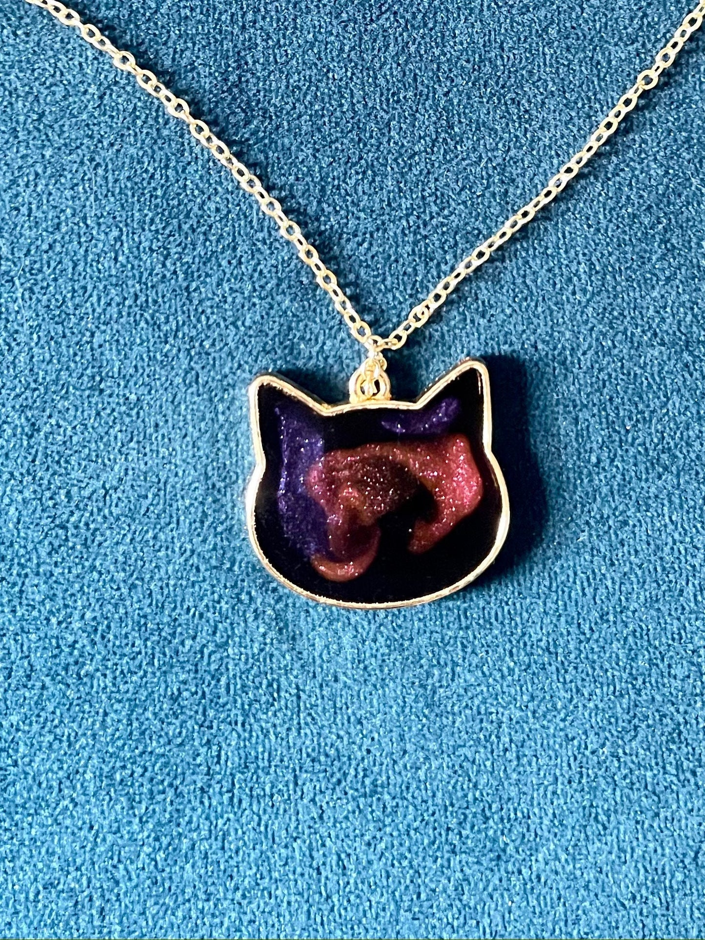 Galaxy Cat Resin Necklace