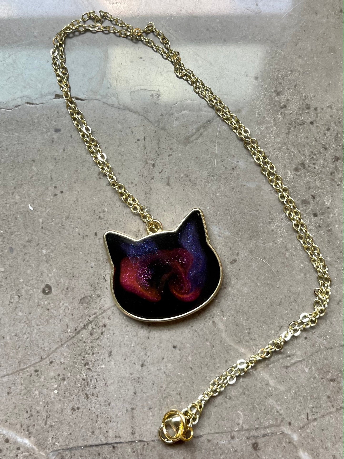 Galaxy Cat Resin Necklace