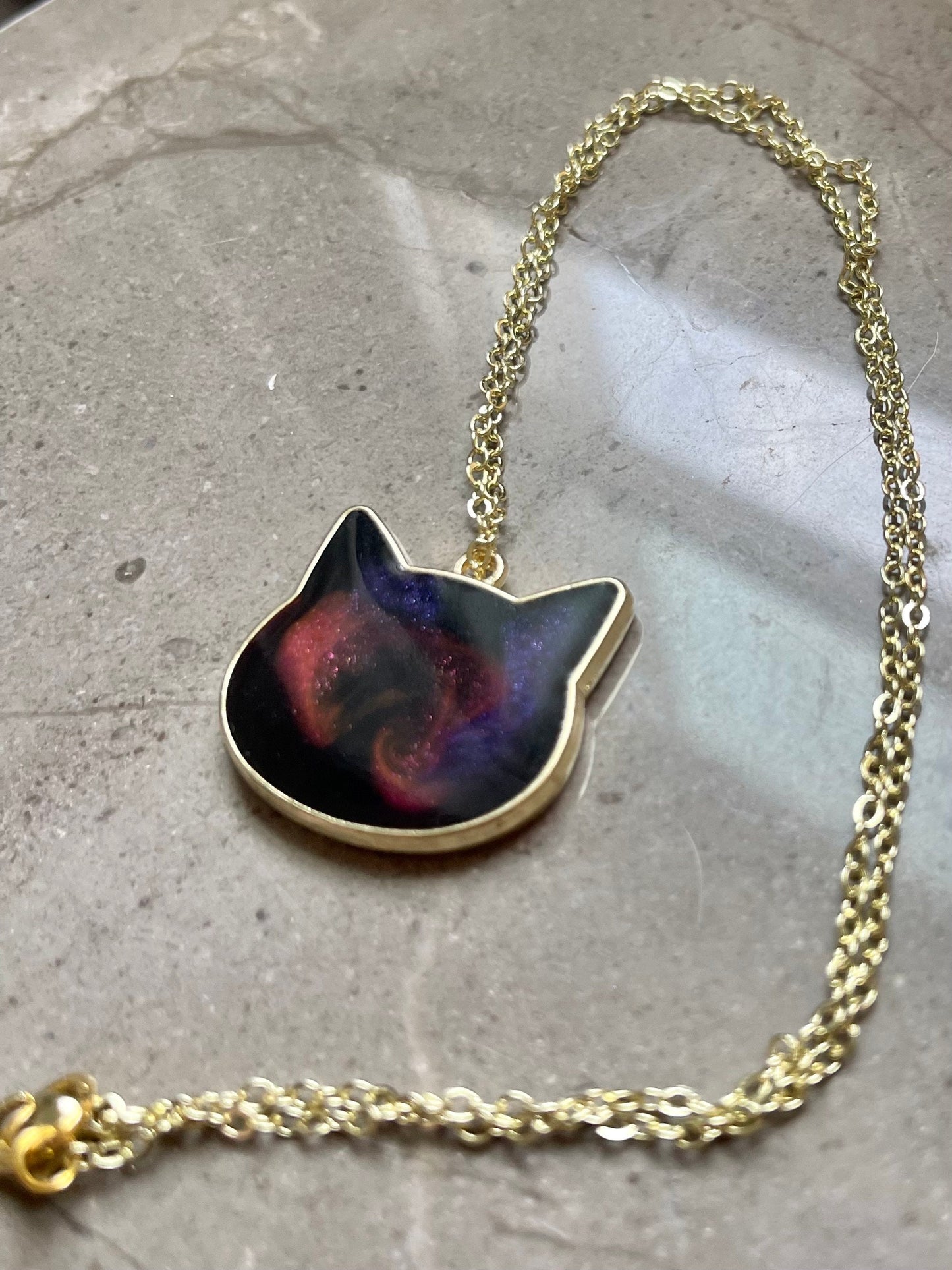 Galaxy Cat Resin Necklace