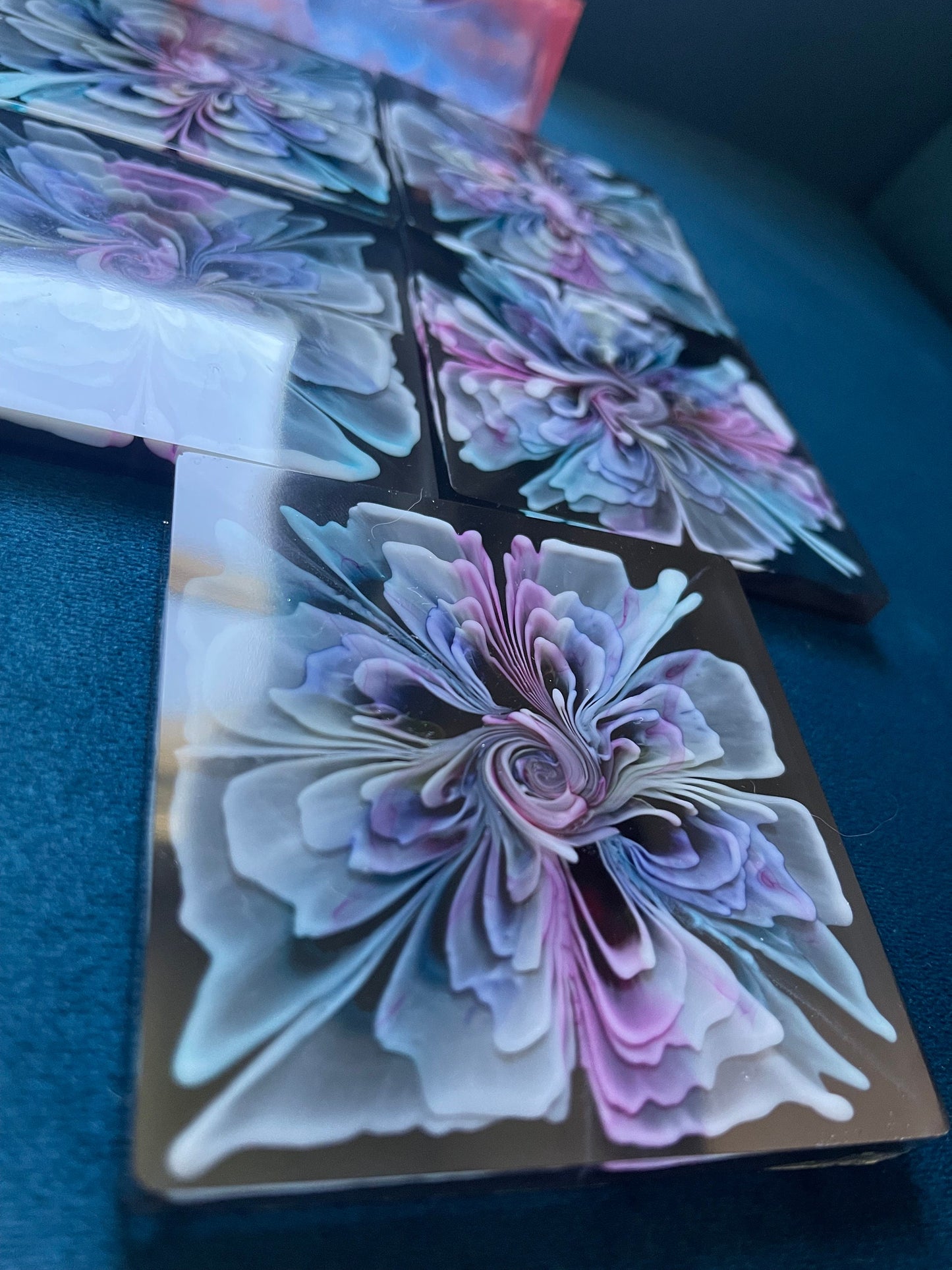 Floral Resin Coasters with Holder