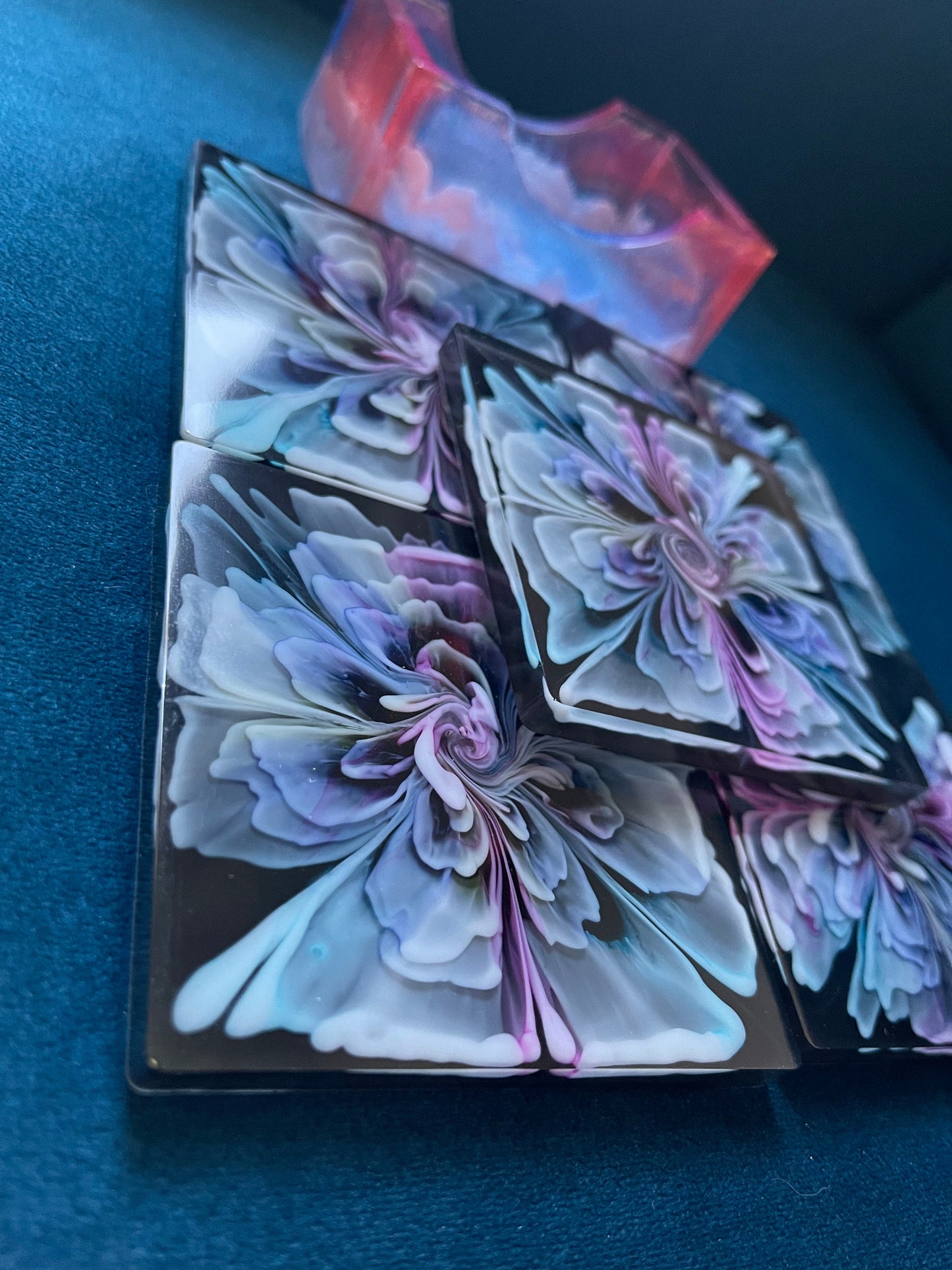 Floral Resin Coasters with Holder